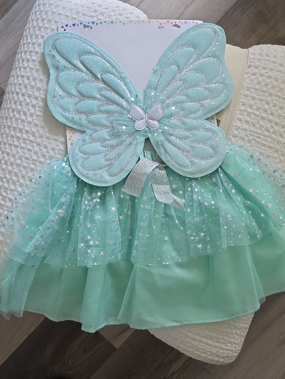 New Claire's Mint Glitter Fairy Wings and Tutu Set